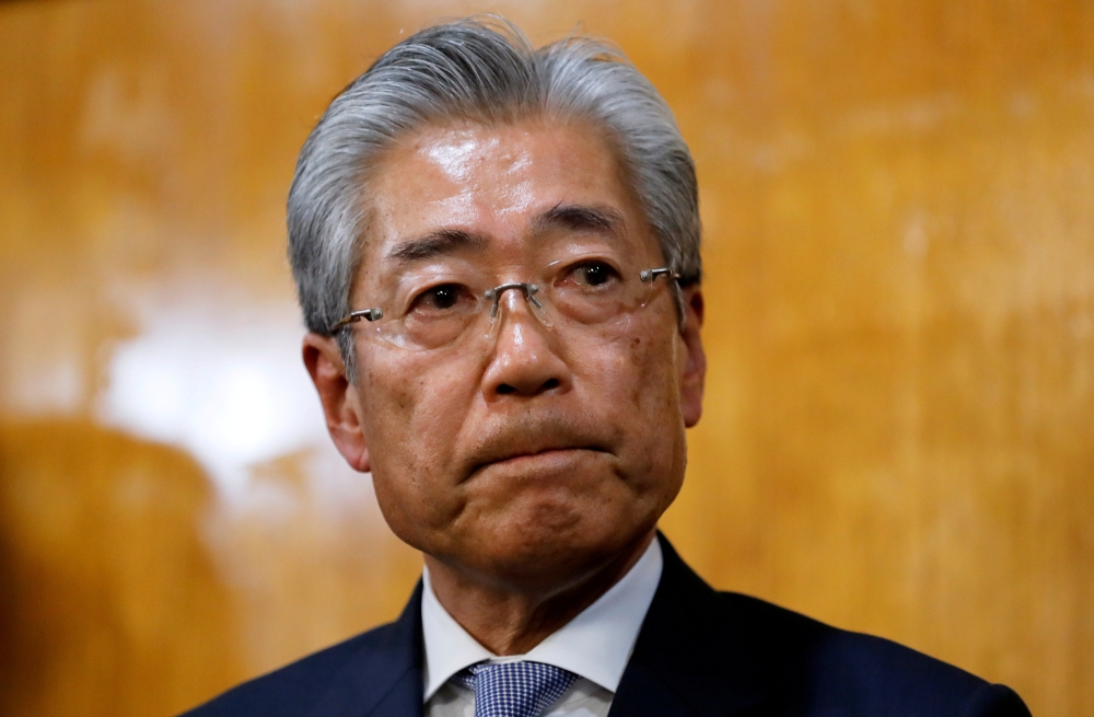 Japanese Olympic Committee President Tsunekazu Takeda looks on while addressing the media after JOC board of directors meeting in Tokyo, Japan, in this March 19, 2019, photo. — Reuters