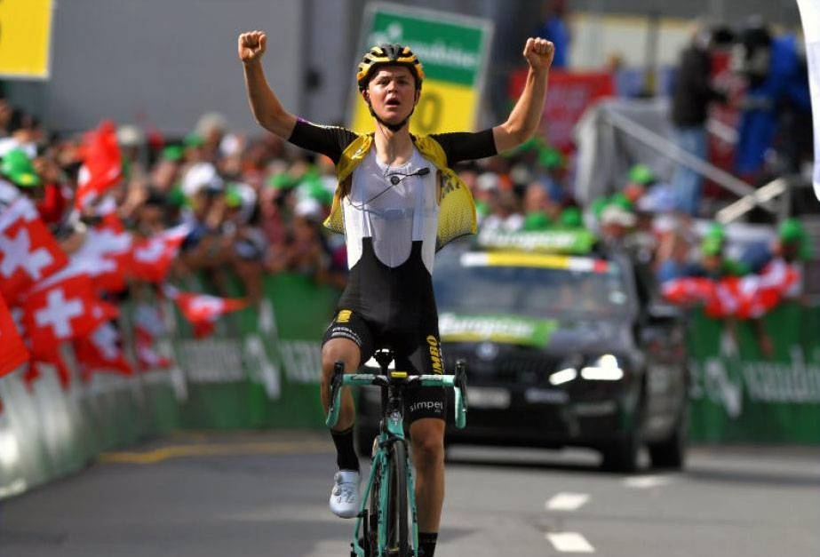 Team Ineos' Egan Bernal took the leader's yellow jersey as Dutch rider Antwan Tolhoek claimed his first career victory by winning the sixth stage of the Tour de Suisse on Thursday.