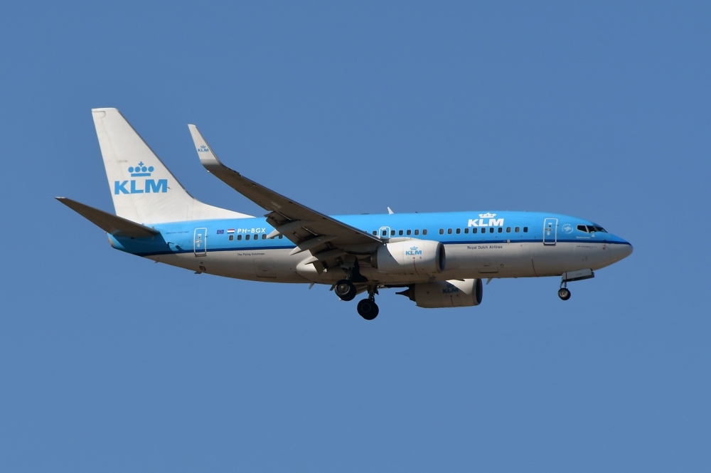 A Boeing 737 Next Gen of KLM flies above Toulouse, southern France, in this Aug. 27, 2018 file photo. — AFP