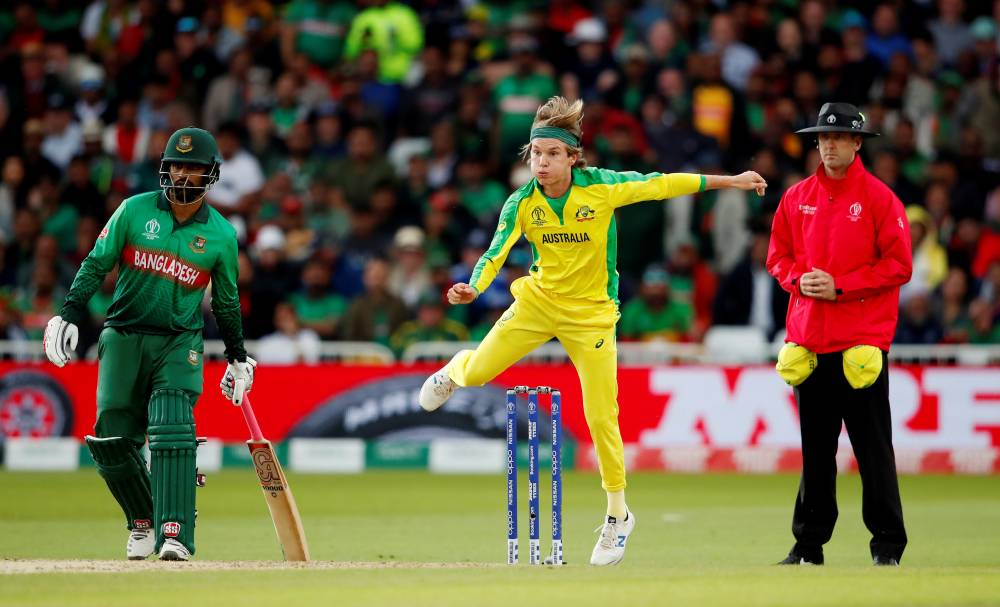 Australia's Adam Zampa in action against Bangladesh during the ICC Cricket World Cup match at the Trent Bridge, Nottingham, Britain, Thursday. — Reuters