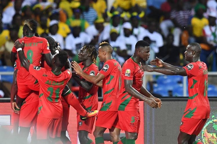 Guinea-Bissau's players celebrate after scoring a goal during the 2017 Africa Cup of Nations Group A football match against Gabon at the Stade de l'Amitie Sino-Gabonaise in Libreville, in this Jan. 14, 2017, file photo. — AFP