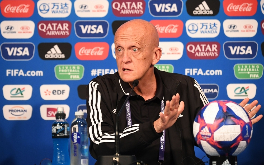 FIFA's Referees Committee Italian chairman Pierluigi Collina gestures as he gives a press conference during the France 2019 Women's football World Cup in Paris on Wednesday. — AFP