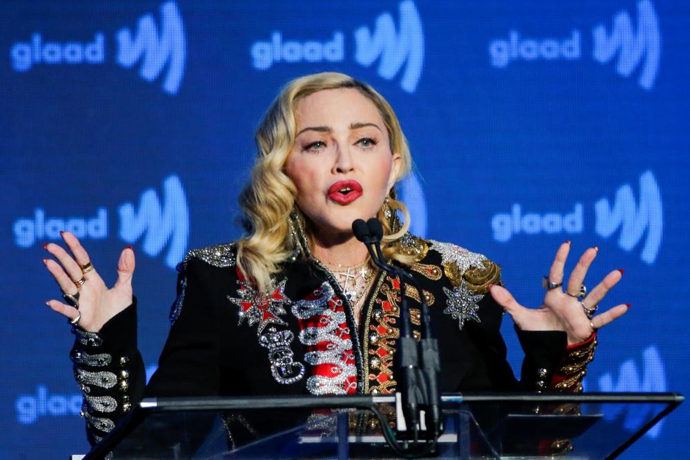 Singer Madonna speaks to guests after receiving the Advocate for Change award during the 30th annual GLAAD awards ceremony in New York City in this May 4, 2019 file photo. — Reuters