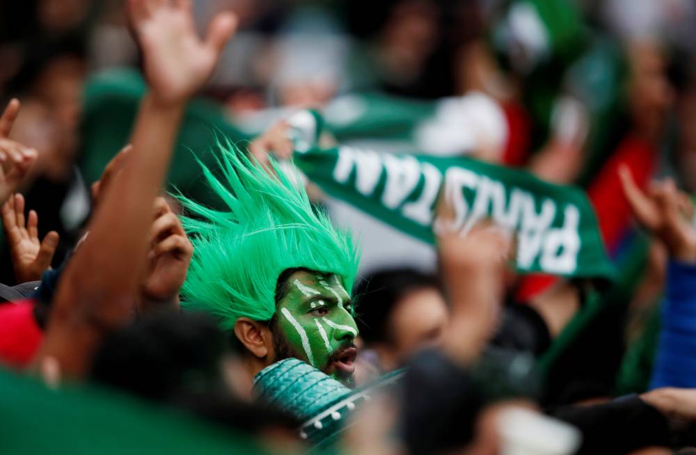 Pakistan fans during the ICC Cricket World Cup match at Edgbaston, Birmingham, Britian, on Wednesday. — Reuters