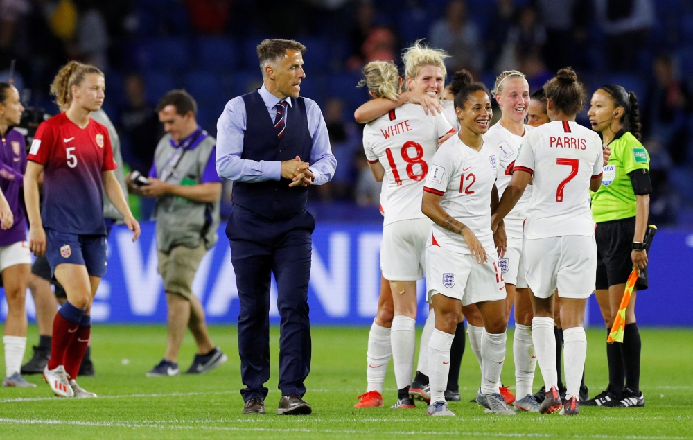 England's coach Phil Neville poses ahead of the France 2019 Women's World Cup quarterfinal football match against Norway at the Oceane stadium in Le Havre, north western France on Thursday. — AFP