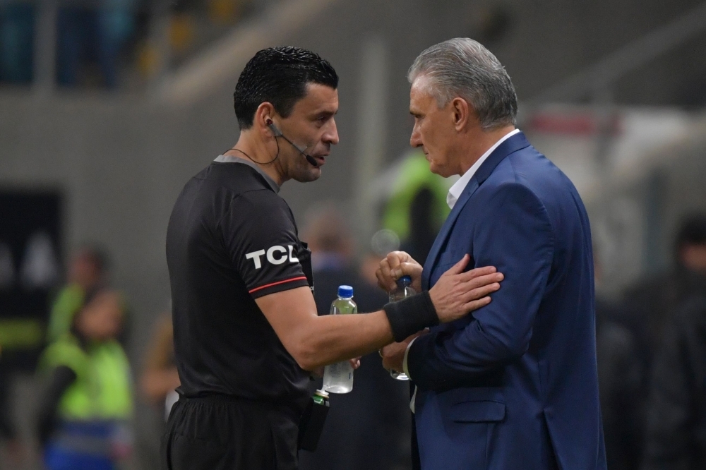 Brazil's coach Tite gives instructions during the Copa America football tournament quarterfinal match against Paraguay at the Gremio Arena in Porto Alegre, Brazil, on Thursday. — AFP