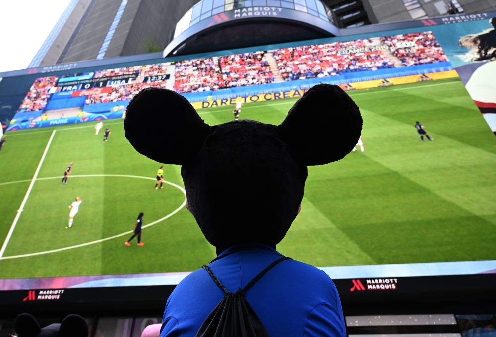 Fans watch the US team against France, during their Women's World Cup quarterfinal match, in Times Square in New York, US,  on Friday. — Reuters