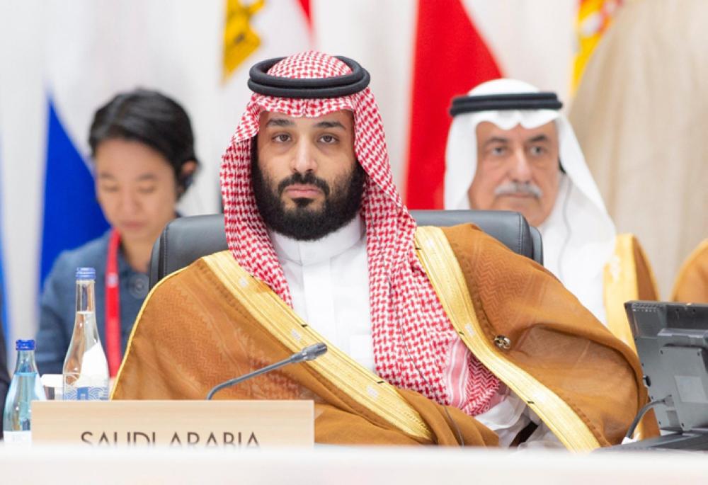  Crown Prince Muhammad Bin Salman, deputy premier and minister of defense, at the closing session of the 14th G20 Summit in Osaka, Japan, Saturday. — SPA