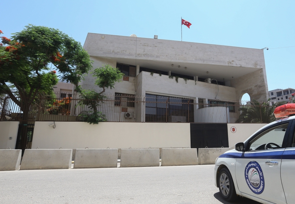 A picture taken on Sunday shows the Turkish embassy in Tripoli. — AFP