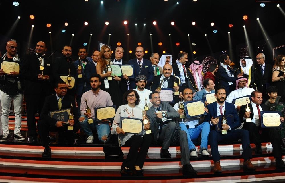 Award winners at the 20th Arab Radio and TV Festival in Tunis, Sunday. — SPA