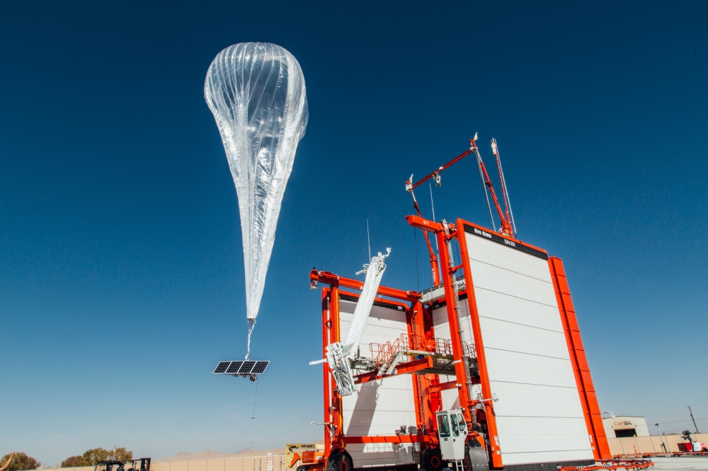 A Loon internet balloon, carrying solar-powered mobile networking equipment, flies over the company's launch site in Winnemucca, Nevada, U.S., in this June 27, 2019 file photo. — Reuters