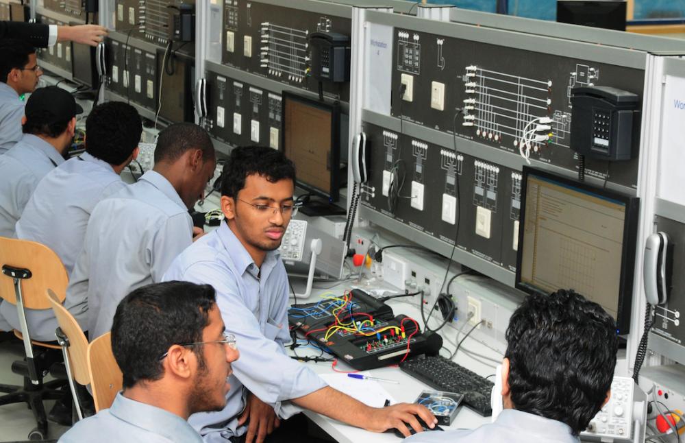 Students getting trained at the Applied Engineering College in Riyadh. — Courtesy photo