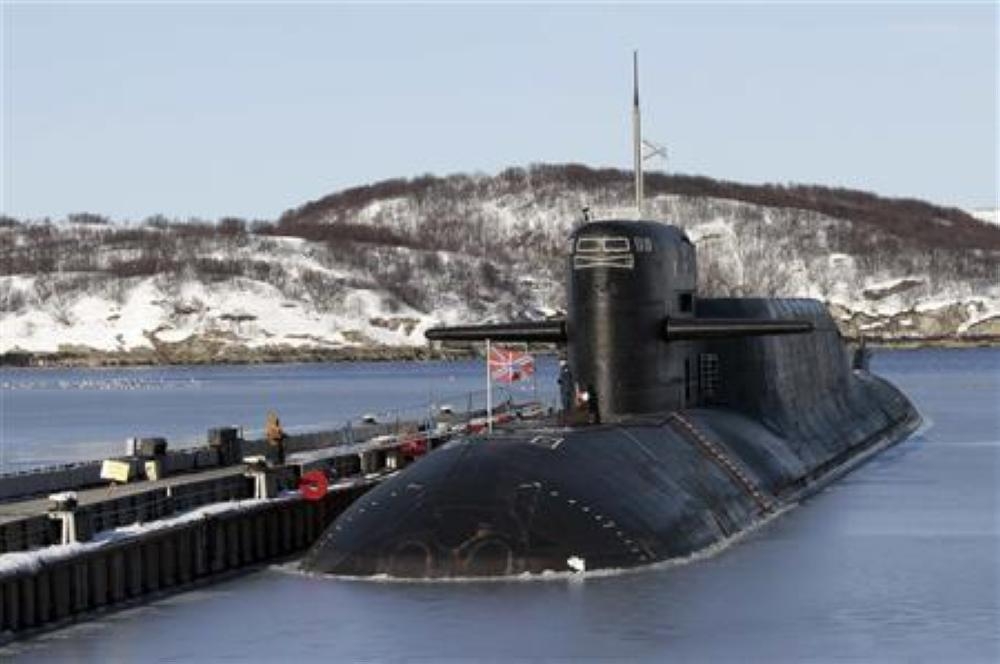 A view shows Russia's nuclear-powered submarine Yekaterinburg at a Russian navy base in Murmansk region on March 16, 2011. — Reuters