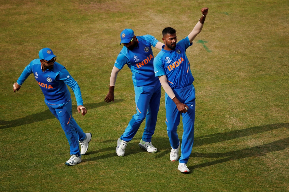 General view of the tattoos on the neck of India's Hardik Pandya. — Reuters