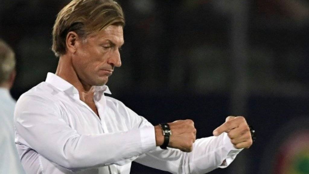 Morocco coach Herve Renard calls the shots during his side's African Cup of Nations match against South Africa in this file photo. — AFP
