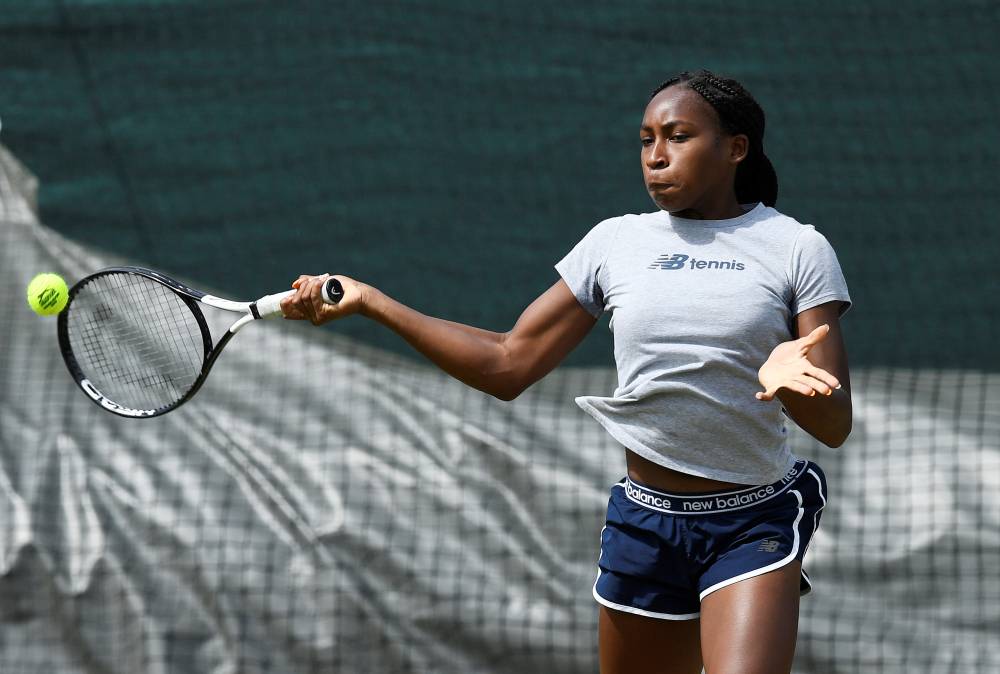 Cori Gauff of the US during a practice session at the All England Lawn Tennis and Croquet Club, London, Britain prior to the Wimbledon Championships. – Reuters