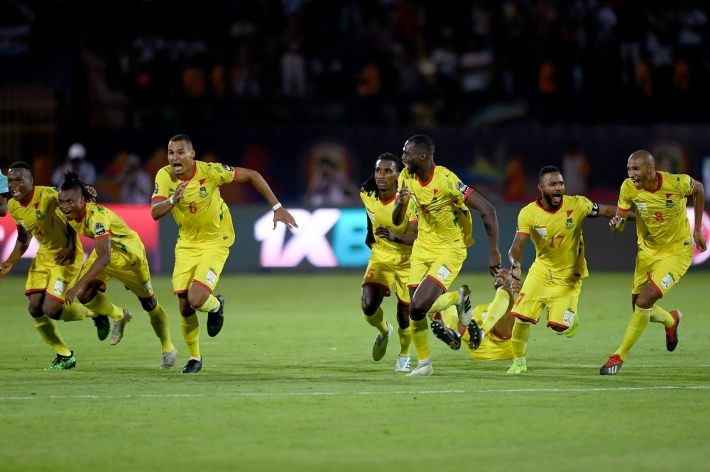 Benin's forward Desire Segbe Azankpo scores during the penalty shootout of the 2019 Africa Cup of Nations (CAN) Round of 16 football match against Morocco at the Al-Salam Stadium in the Egyptian capital Cairo on Friday. — AFP