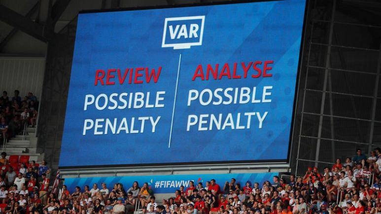 The referee consults VAR before awarding a penalty to United States against Netherlands during women's World Cup final at Groupama Stadium, Lyon, France, in this July 7, 2019 file photo. — Reuters 