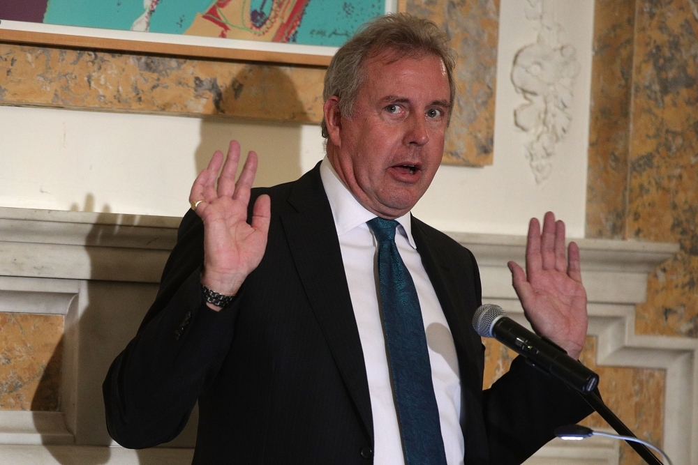 British Ambassador to the US Kim Darroch speaks during an annual dinner of the National Economists Club at the British Embassy in Washington in this Oct. 20, 2017 file photo. — AFP