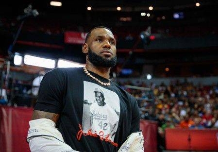 Los Angeles Lakers' forward Lebron James wears a Jackie Robinson shirt during the game against the Los Angeles Clippers in the NBA Summer League at Thomas & Mack Center, Las Vegas, USA, in this Jul 6, 2019 file photo. — Courtesy photo