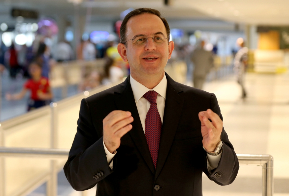 Lebanese minister of tourism Avedis Guidanian gestures as he talks during an interview at Beirut International Airport, Lebanon, in this July 3, 2019 file photo. — Reuters
