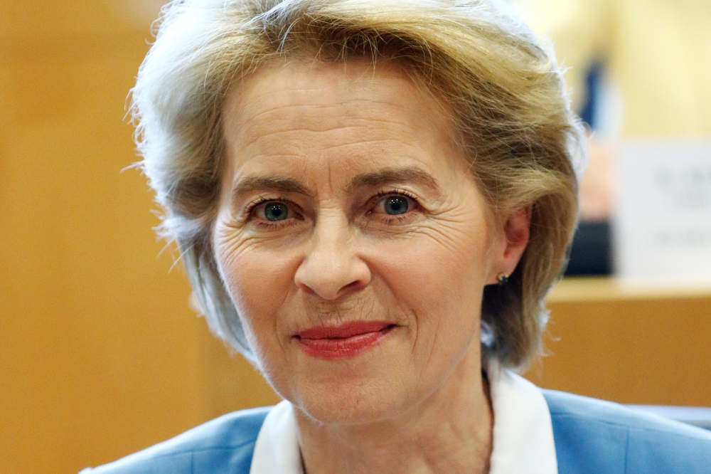 German Defense Minister Ursula von der Leyen, who has been nominated as European Commission President, attends the Conference of Presidents of European Parliament's party blocs in Brussels, Belgium, on Wednesday. — Reuters