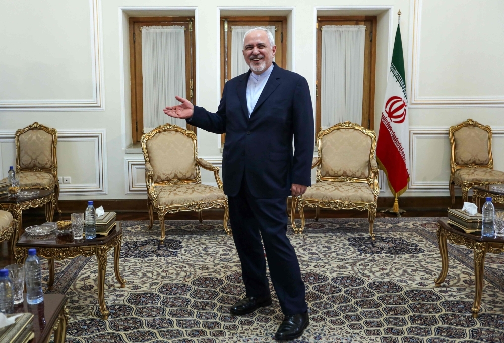 Iranian Foreign Minister Mohammad Javad Zarif gestures as he stands in an office as he meets with the diplomatic adviser to the French president in the capital Tehran in this July 10, 2019 file photo. — AFP