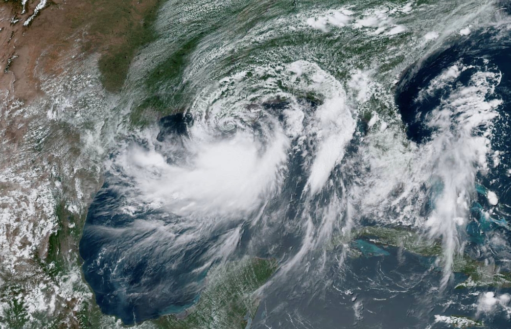 Tropical Storm Barry approaches the coast of Louisiana, U.S. from the Gulf of Mexico in this July 12 satellite photo. -Reuters