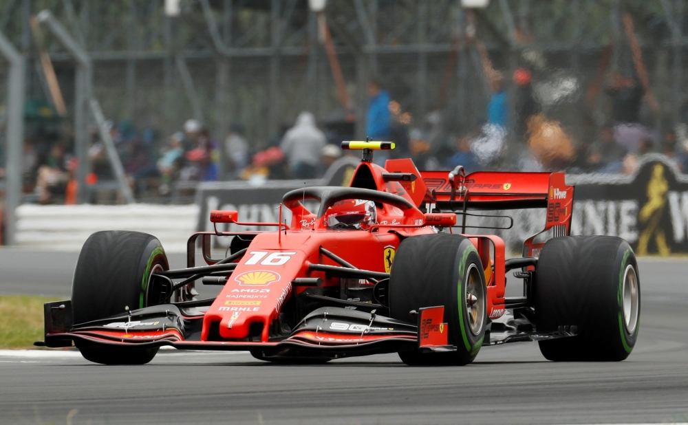 Ferrari's Charles Leclerc during F1 British Grand Prix practice session at Silverstone Circuit, Silverstone, Britain, on Saturday. — Reuters