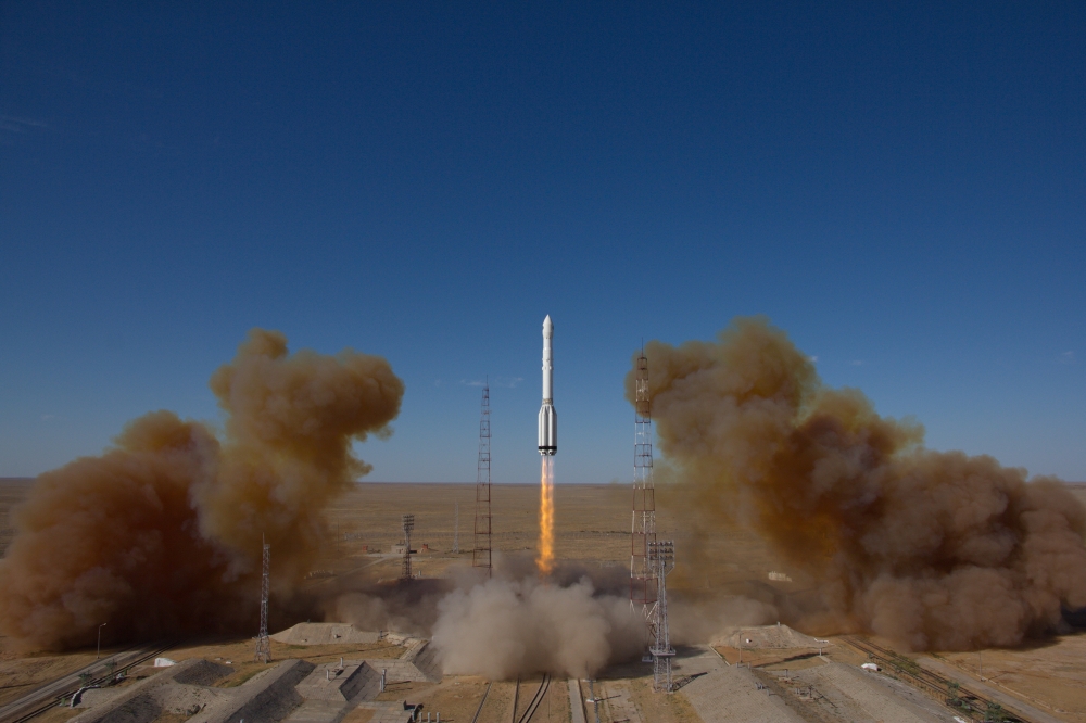 Russian Proton-M booster with the Spektr-RG space observatory blasts off from the launchpad at the Baikonur Cosmodrome, Kazakhstan Saturday. — Reuters