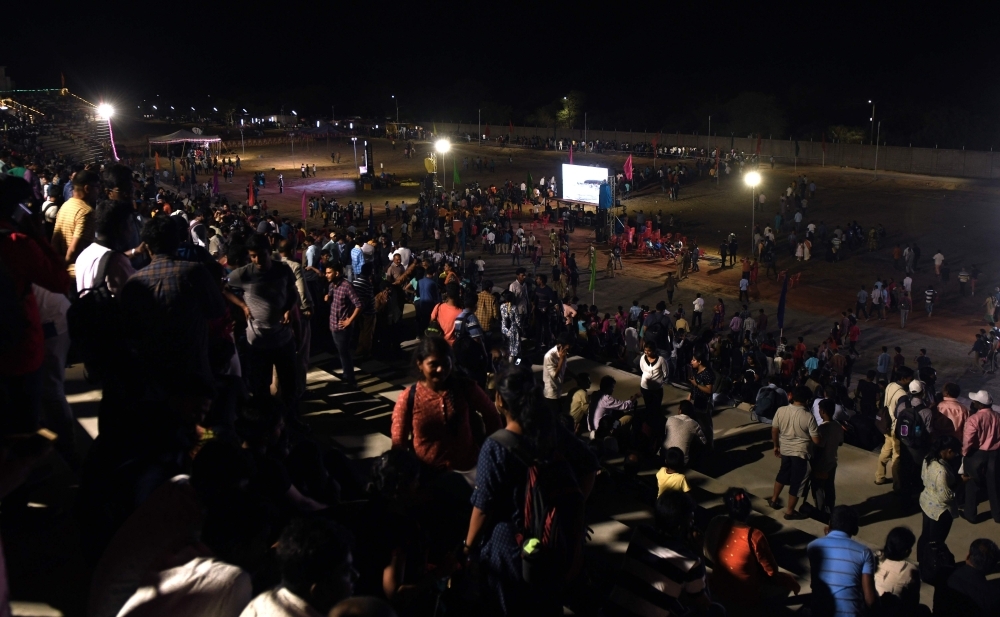 Spectators disperse after a mission of the Indian Space Research Organisation's (ISRO) Chandrayaan-2, with the Geosynchronous Satellite Launch Vehicle (GSLV-mark III-M1) on board, was scrubbed due to a technical snag in Sriharikota in the state of Andhra Pradesh, India in the early hours of the day on Monday. — AFP