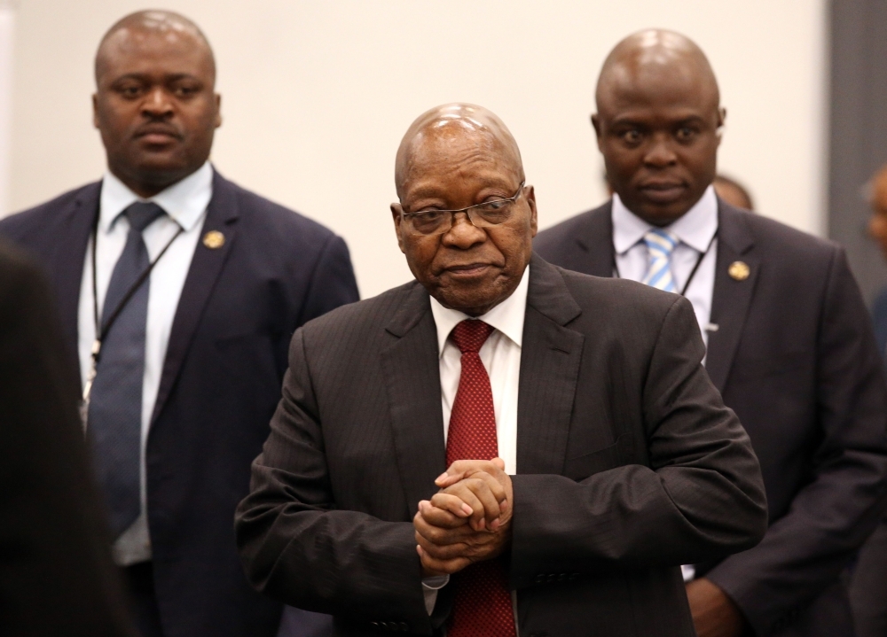 Former South African President Jacob Zuma arrives to appear before the Commission of Inquiry into State Capture that is probing wide-ranging allegations of corruption in government and state-owned companies in Johannesburg, South Africa, on Friday. — AFP
