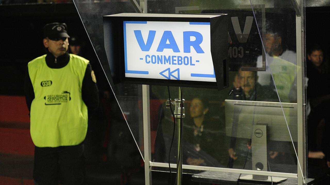 View of the VAR screen during the Copa Sudamericana last 16 football match at the Brigadier Gral Estanislao Lopez stadium in Santa Fe, 470 km northwest of Buenos Aires, Argentina, in this July 11, 2019 photo. — AFP