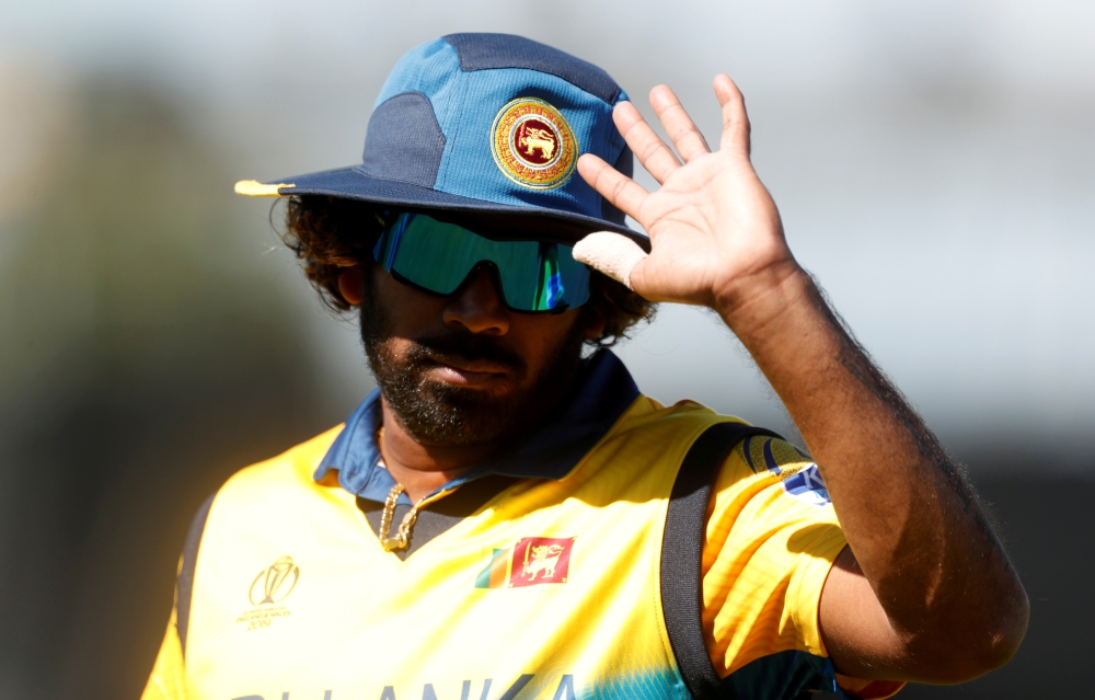 Sri Lanka's Lasith Malinga waves during Cricket World Cup match against West Indies at Emirates Riverside, Chester-Le-Street, Britain, in this July 1, 2019 file photo. — Reuters