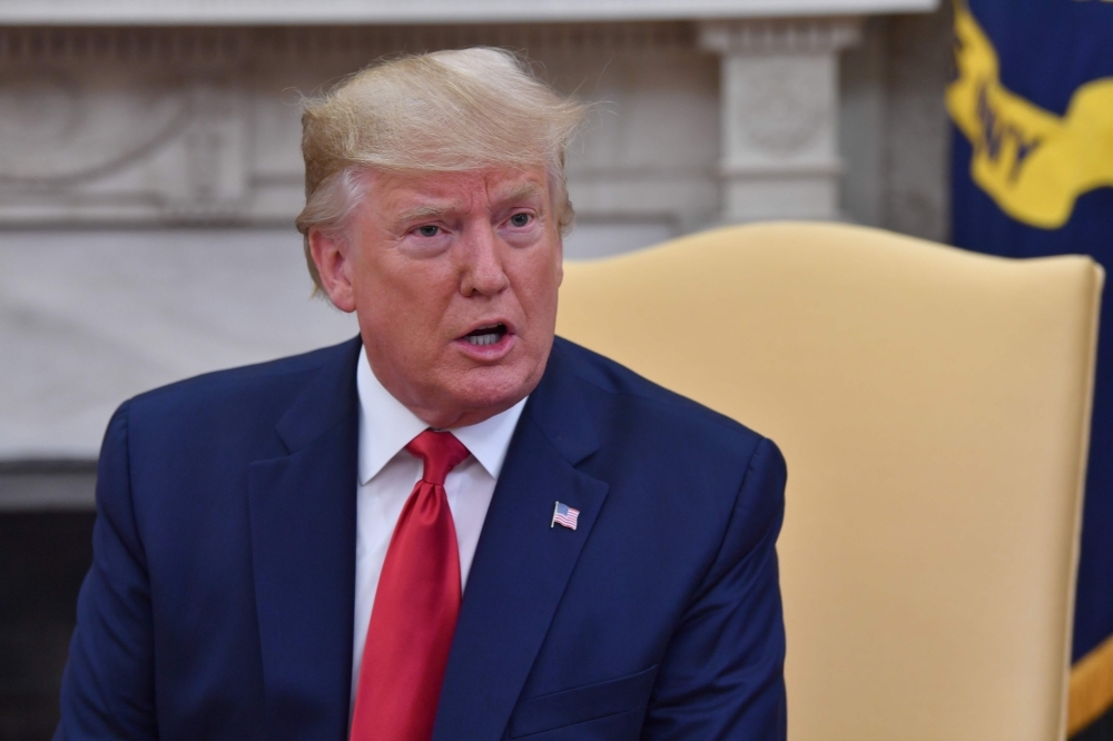 US President Donald Trump speaks during a meeting with Dutch Prime Minister in the Oval Office of the White House in Washington in this July 18, 2019 file photo. — AFP