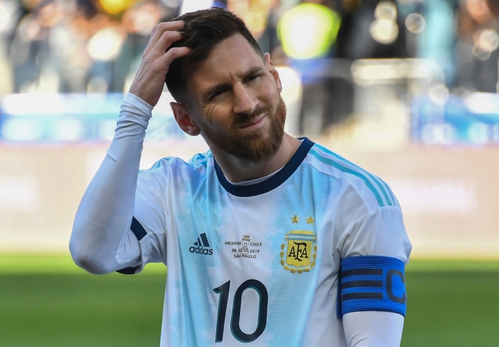 In this file picture taken on July 6, 2019, Argentina's Lionel Messi gestures during the Copa America football tournament third-place match against Chile at the Corinthians Arena in Sao Paulo, Brazil. — AFP