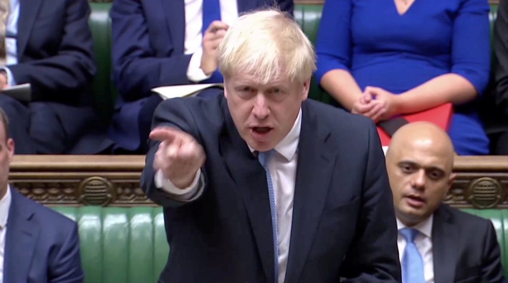Britain's Prime Minister Boris Johnson speaks at the House of Commons in London on Thursday in this screen grab taken from video. — Reuters