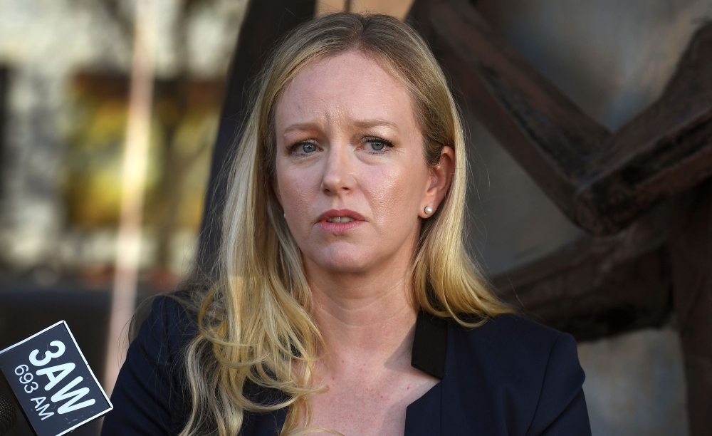 Swimming Australia chief executive Leigh Russell speaks to the media in Melbourne on Sunday, after a member of the country's 4x100m freestyle team that set a world record at last year's Commonwealth Games failed an out-of-competition test late last month. — AFP