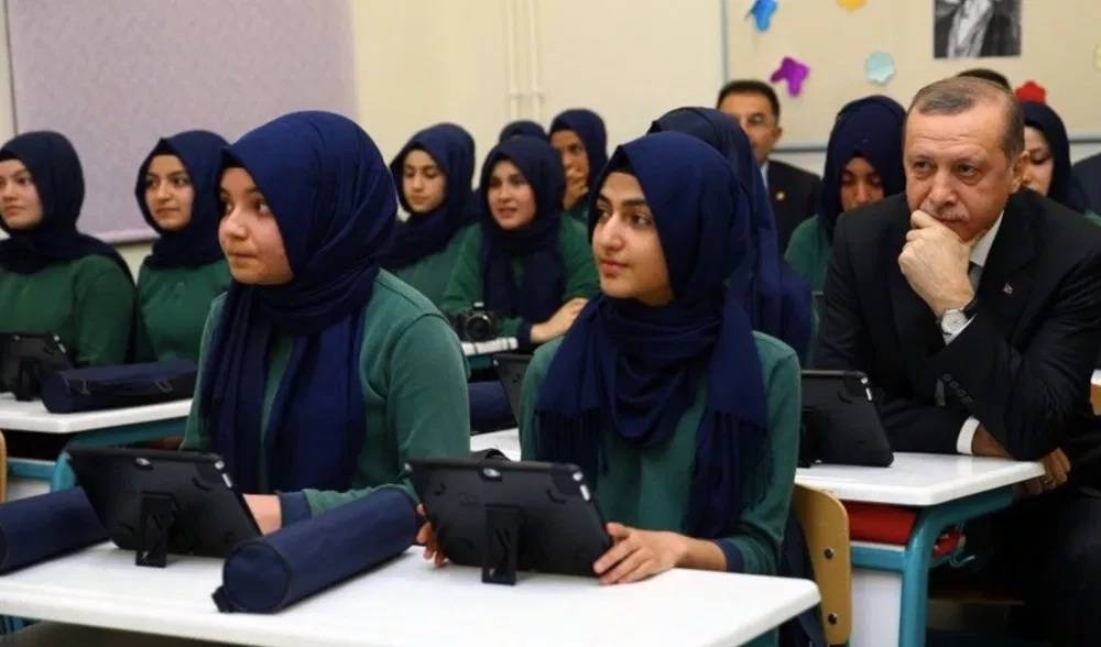 Turkish President Recep Tayyip Erdoğan is seen in this photo attending a class in a Tirkish school. — Photo courtesy Nordic Monitor