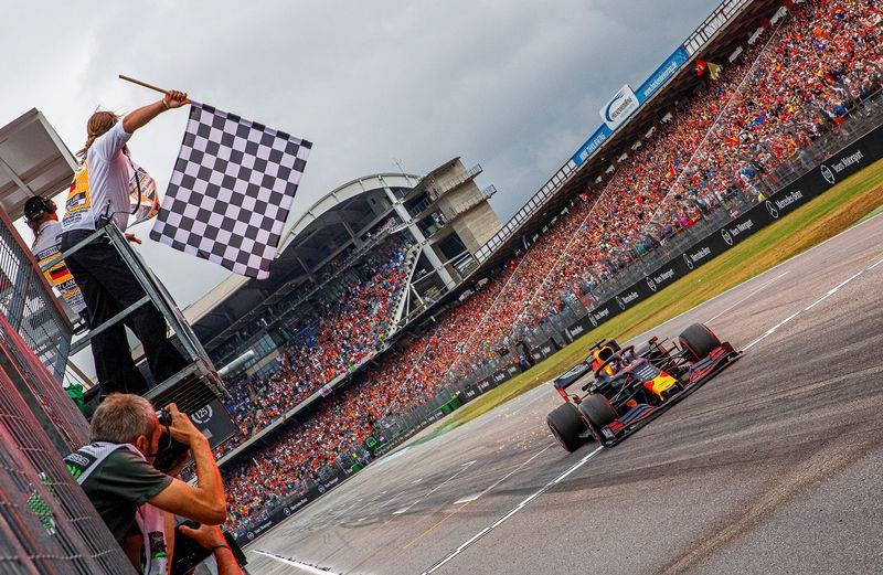 Red Bull's Max Verstappen crosses the finish line to win the Grand Prix race at Hockenheimring, Hockenheim, Germany, on Sunday. — Reuters