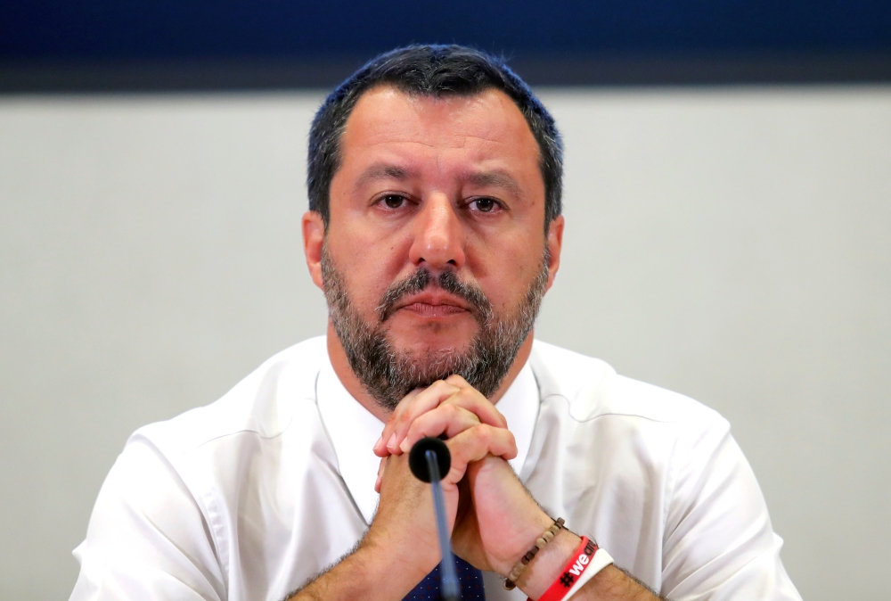 Italy's Deputy Prime Minister Matteo Salvini addresses a news conference at the end of a meeting with key economic players to discuss the forthcoming 2020 budget, at Viminale Palace, Rome, Italy, in this July 15, 2019 file photo. — Reuters