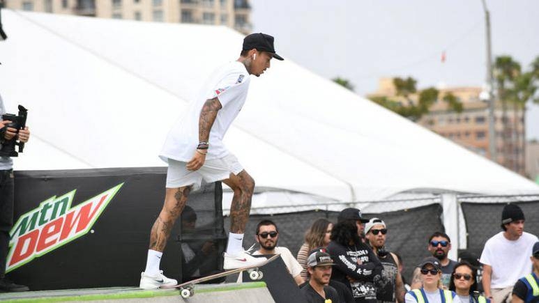 Nyjah Huston of the United States competes during the men's street finals of the Dew Tour Skateboarding Championships in Long Beach, California, US, in this June 16, 2019 file photo. — Reuters