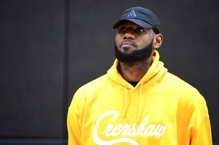 Los Angeles Lakers' forward LeBron James listens during an introductory press conference for Lakers forward/center Anthony Davis (not pictured) at the UCLA Health Training Center, El Segundo, CA, USA, in this Jul 13, 2019 file photo. — Reuters