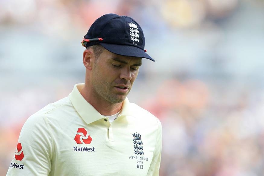 England's James Anderson looks on during play on the opening day of the first Ashes cricket Test match between England and Australia at Edgbaston in Birmingham, central England, on Thursday. — AFP