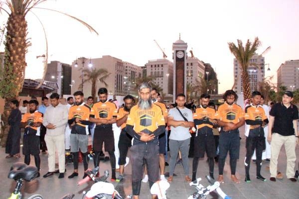 British cyclists arriving in Madinah on their way to perform Haj this year. — Okaz photos