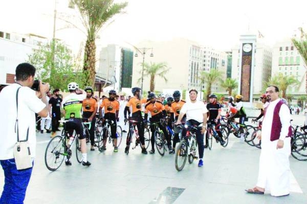 British cyclists arriving in Madinah on their way to perform Haj this year. — Okaz photos