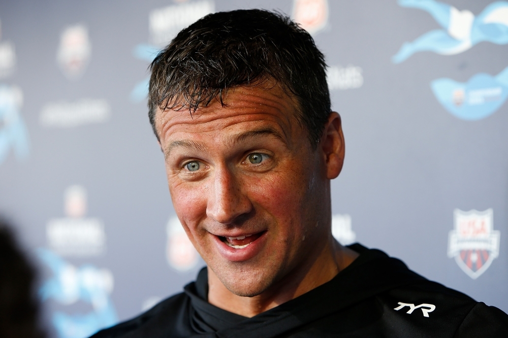 Ryan Lochte speaks to the media after winning the men's 200m individual medley during day 5 of the Phillips 66 National Championships in Stanford, California, on Sunday. — AFP