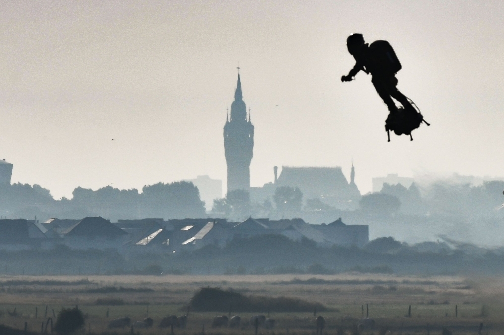 Franky Zapata on his jet-powered 