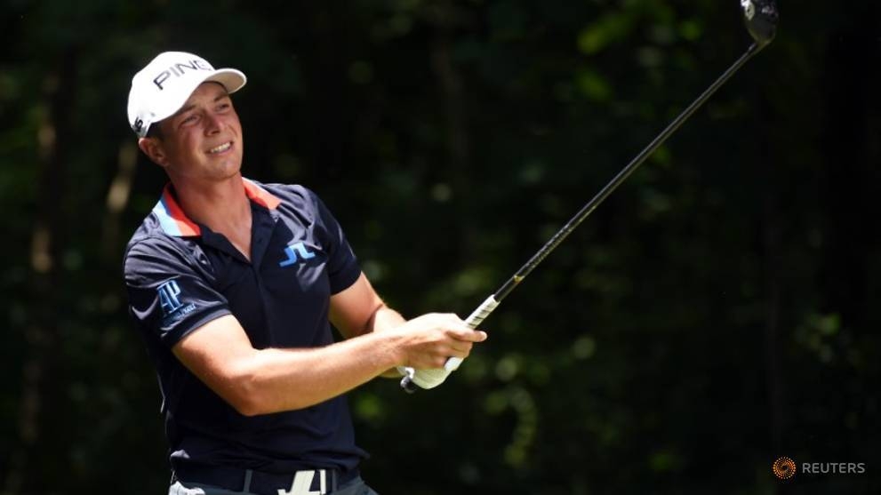 Viktor Hovland watches his tee shot on the second hole during the final round of the Wyndham Championship golf tournament at Sedgefield Country Club, Greensboro, NC, USA, on Sunday.  — Reuters