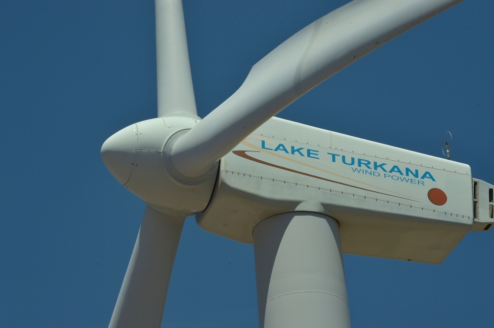 A wind turbine at the Lake Turkana Wind Power is seen in Loiyangalani District, in Marsabit County, approximately 545 km north of Nairobi, on Tuesday. The farm has 365 turbines (type Vestas V52), each with capacity of 850 kW. The wind farm is providing reliable, low cost energy to Kenya’s national grid. — AFP